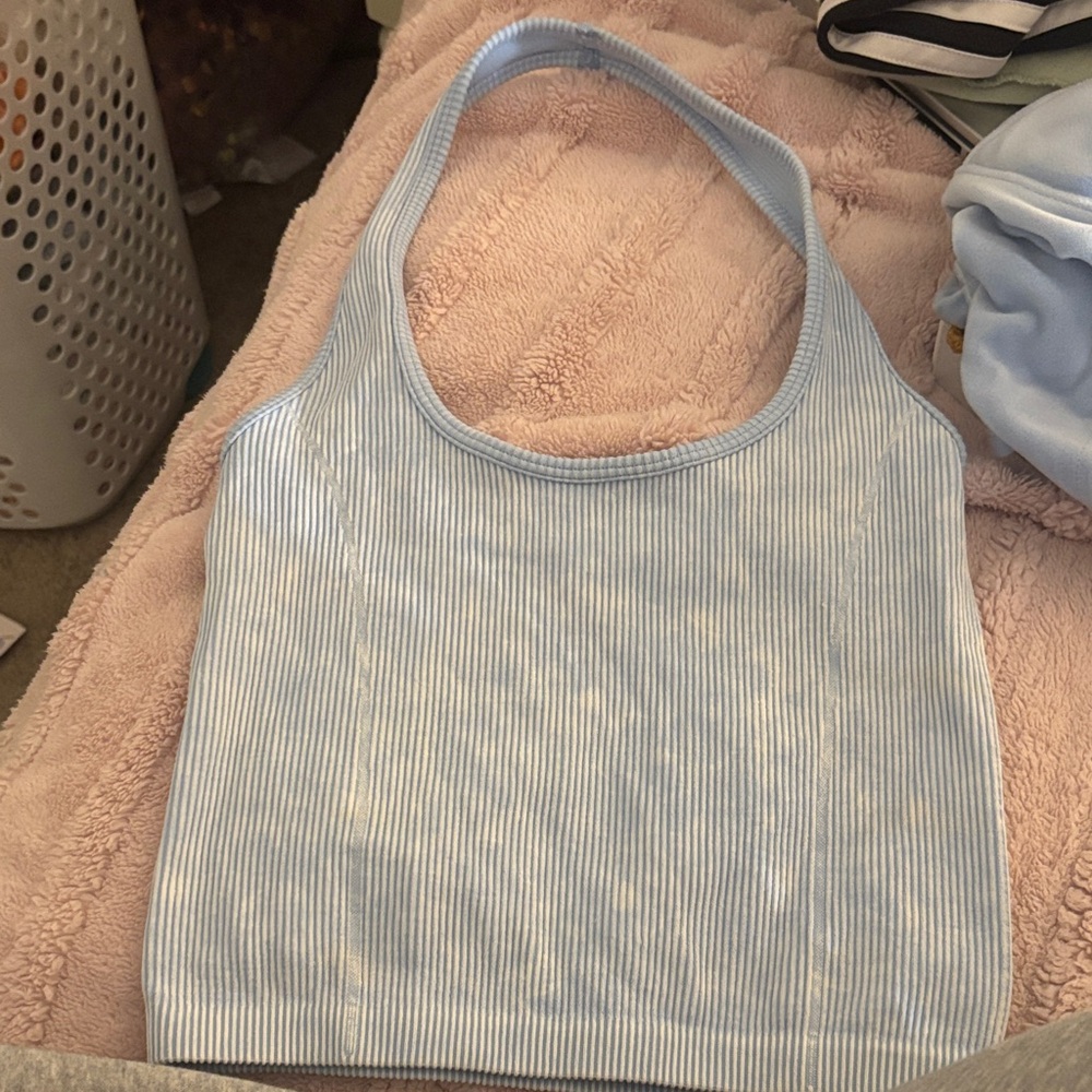 Light Blue Ribbed Athletic Top